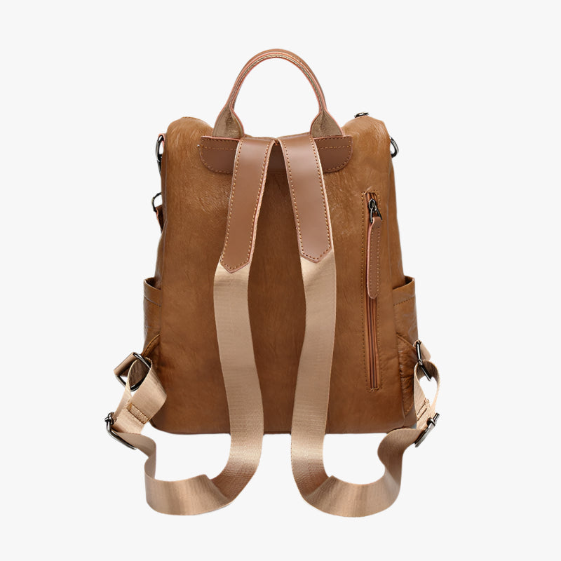 Multifunctional PU Leather Backpack – Fashionable Soft All-in-One Bag