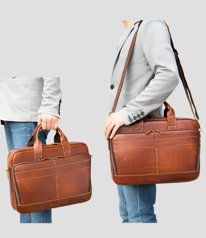 Men’s Leather Business Briefcase – First Layer Cowhide Handbag