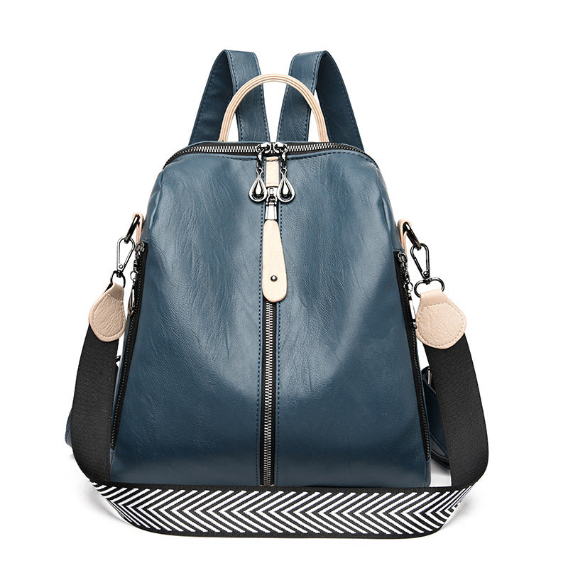 Women's Soft Leather Backpack – Artistic Style, 3-Strap Design
