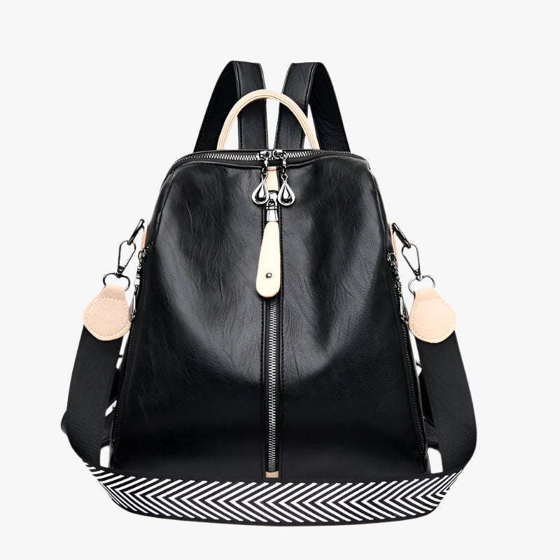 Women's Soft Leather Backpack – Artistic Style, 3-Strap Design