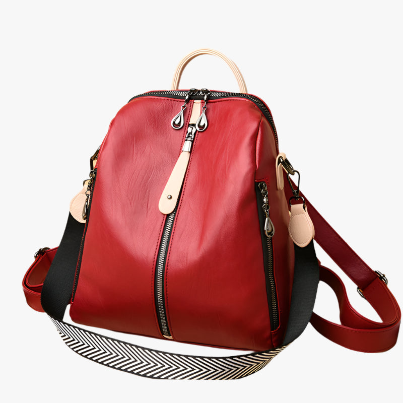 Women's Soft Leather Backpack – Artistic Style, 3-Strap Design