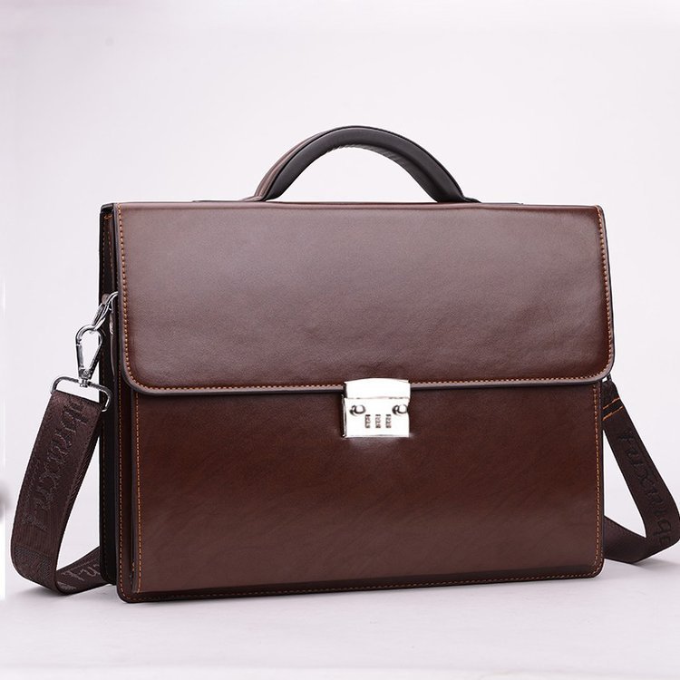 Men’s PU Leather Business Briefcase with Code Lock – Compact Handbag