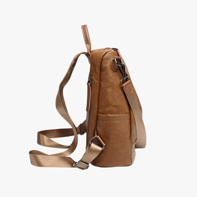 Multifunctional PU Leather Backpack – Fashionable Soft All-in-One Bag