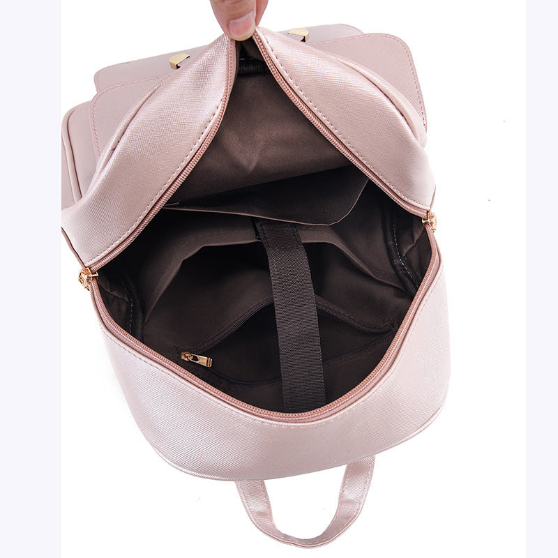 3-Piece Set – Cute PU Leather Bow Backpack with Crossbody & Coin Purse