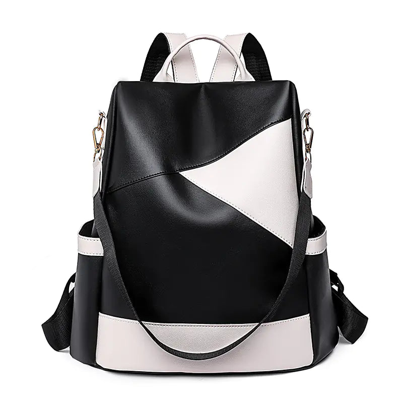 Stylish Color-Block Backpack – Lightweight Dual-Use Travel Bag for Women