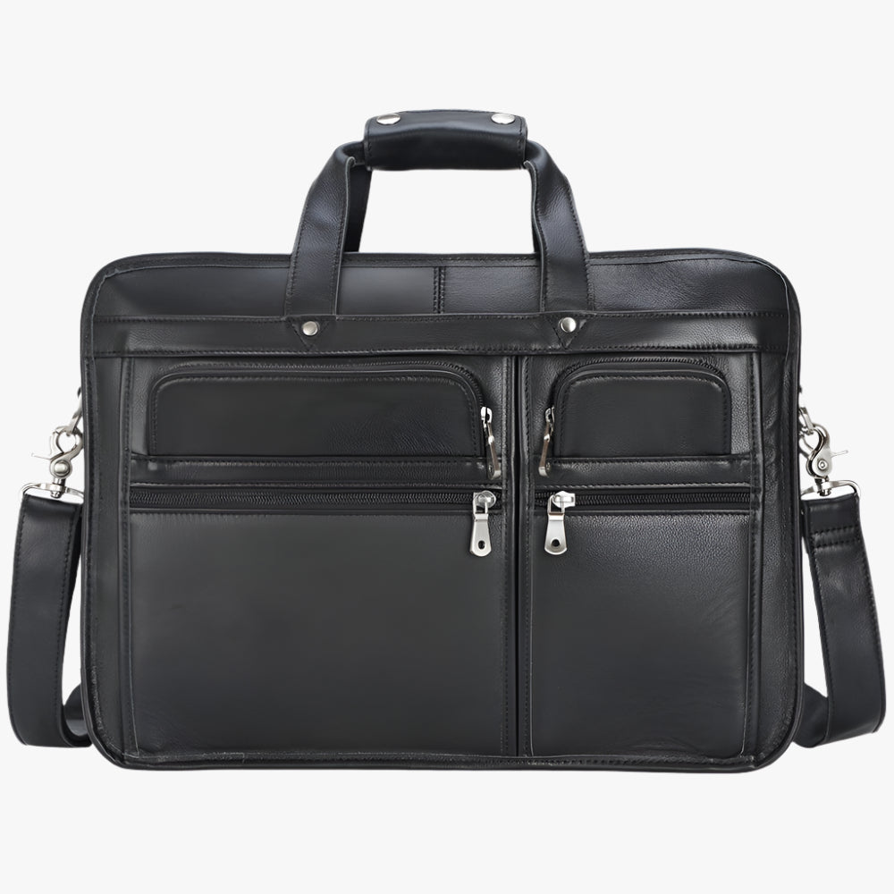 Men’s Large Capacity Leather Briefcase – 17” Laptop Bag by Tiding