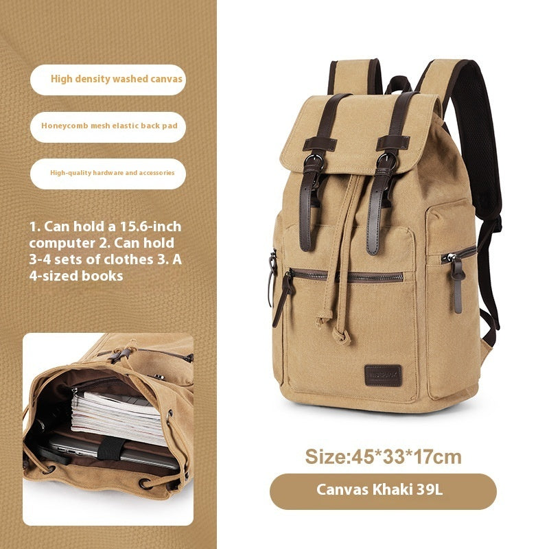 Retro Canvas Backpack for Men – Compact Vintage-Style Daypack (20–35L)