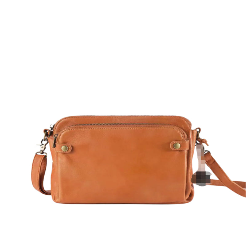 Vintage 3-Layer PU Leather Messenger Bag – Small Crossbody Purse for Women