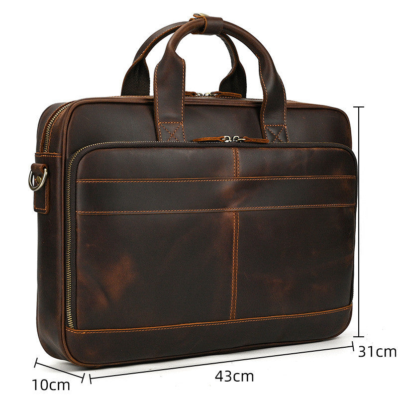 Men’s Leather Business Briefcase – First Layer Cowhide Handbag