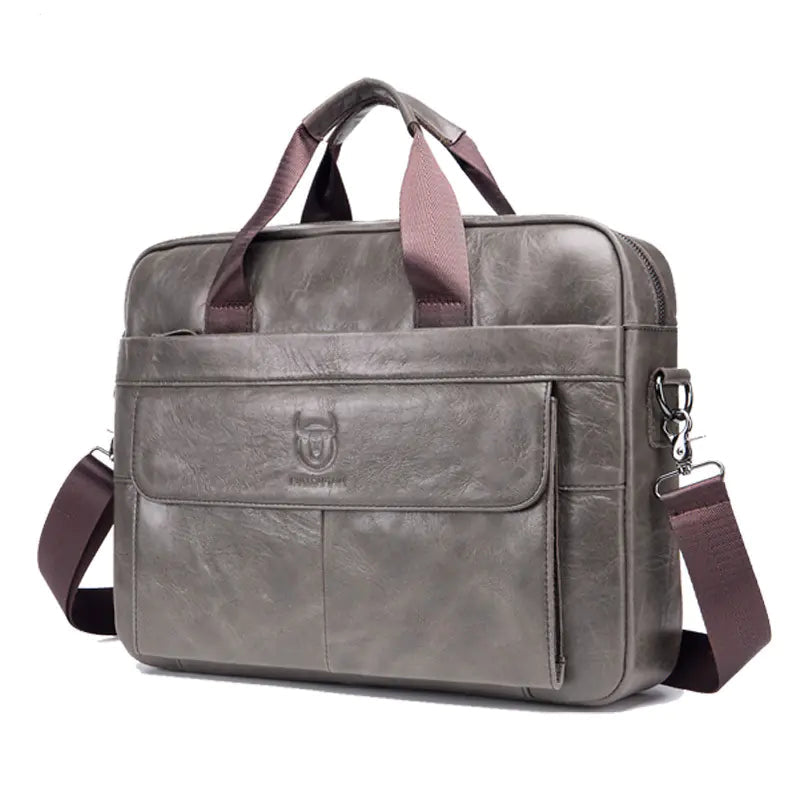 Men's Genuine Leather Business Briefcase – Premium Cowhide Laptop Bag
