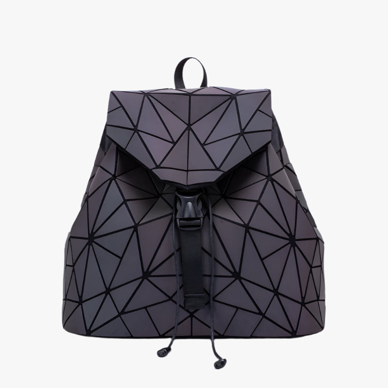 Geometric Luminous Backpack – Fashion Folding Rhombus PU Bag for Women