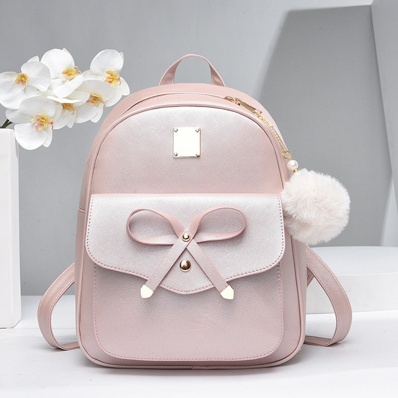 3-Piece Set – Cute PU Leather Bow Backpack with Crossbody & Coin Purse