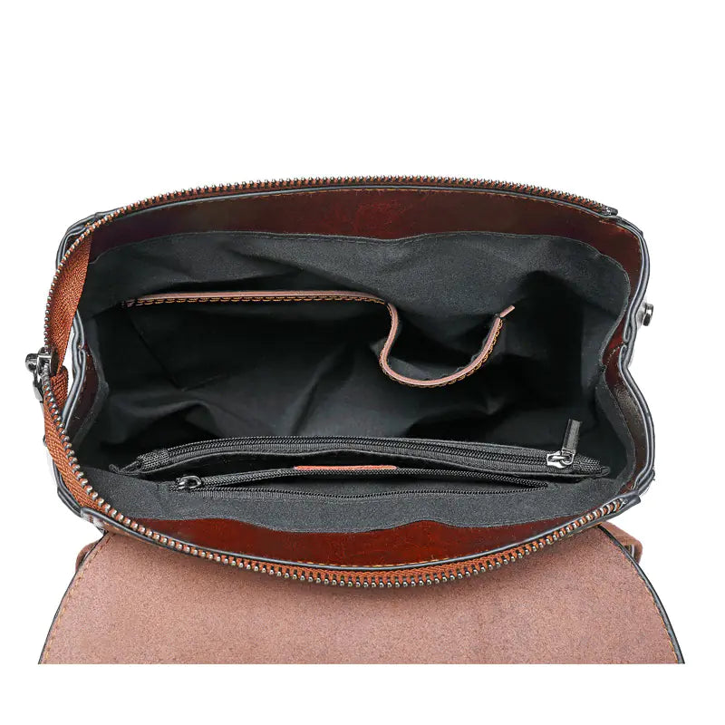 Genuine Leather Women’s Backpack – Convertible Messenger Bag in Cowhide