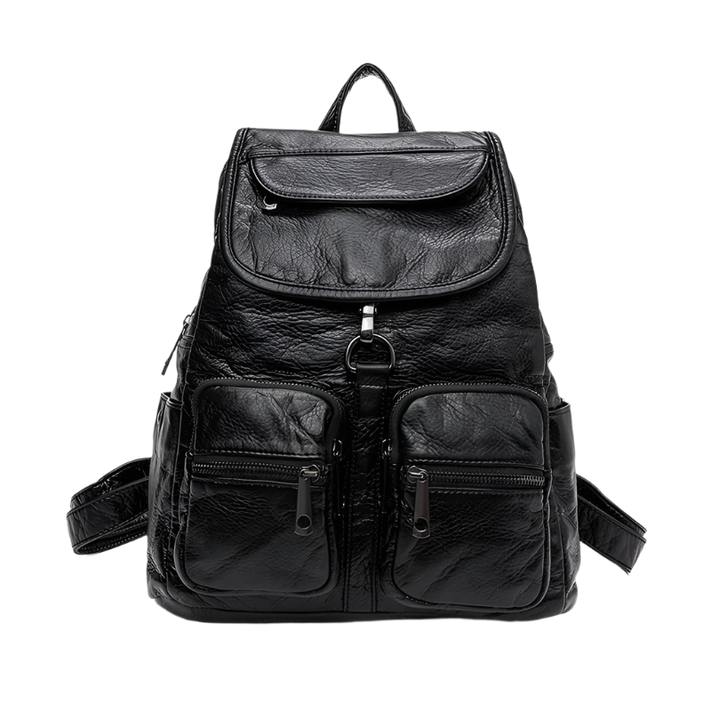 Washed Leather Fashion Backpack – Women's Large Capacity Daily Bag