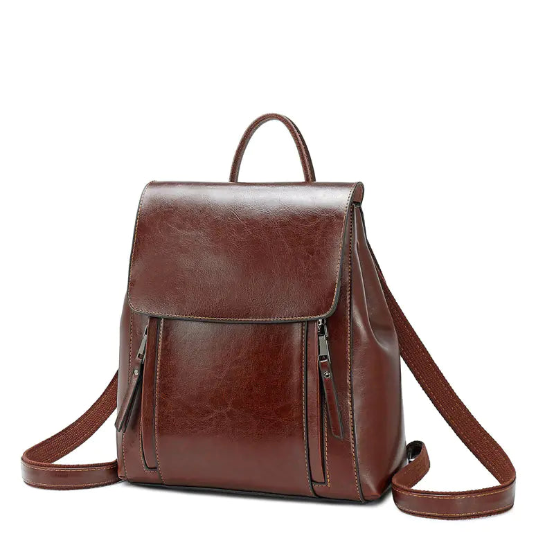 Genuine Leather Women’s Backpack – Convertible Messenger Bag in Cowhide