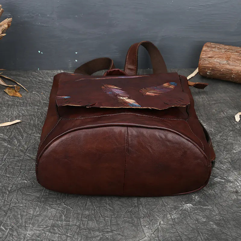 Vintage Leather Women’s Backpack – Premium Cowhide Travel Bag