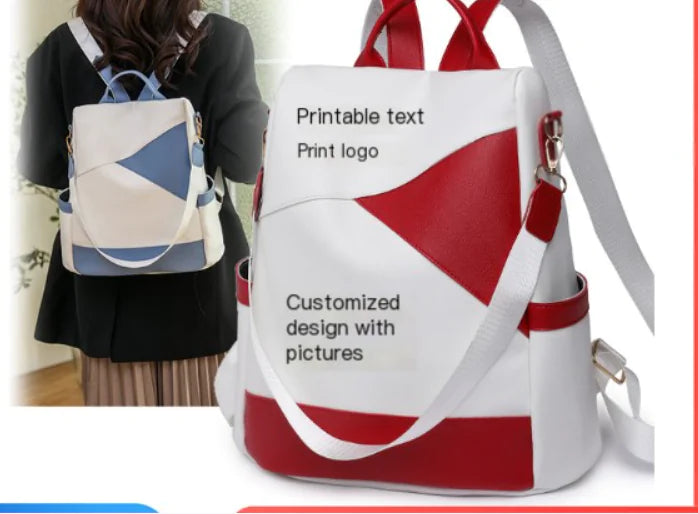 Stylish Color-Block Backpack – Lightweight Dual-Use Travel Bag for Women