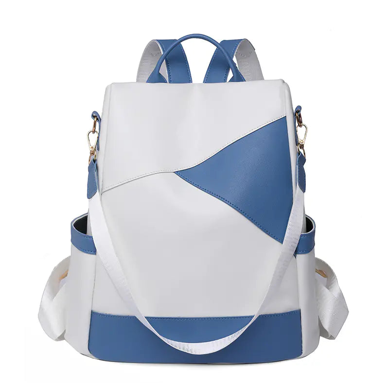 Stylish Color-Block Backpack – Lightweight Dual-Use Travel Bag for Women