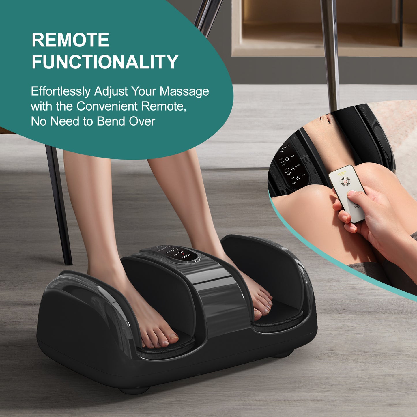 Smart Foot Massager With 3D Air Compression & Heating 15 Min Auto Timer Quiet Design Office Home Relaxation Essential