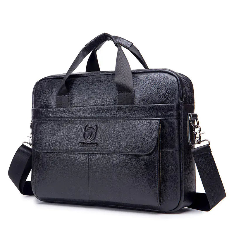 Men's Genuine Leather Business Briefcase – Premium Cowhide Laptop Bag
