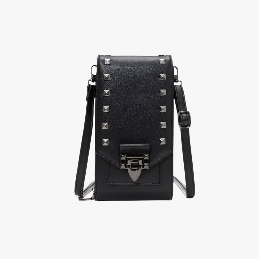 Mini Rivet PU Crossbody Bag – Compact Phone Shoulder Purse for Women