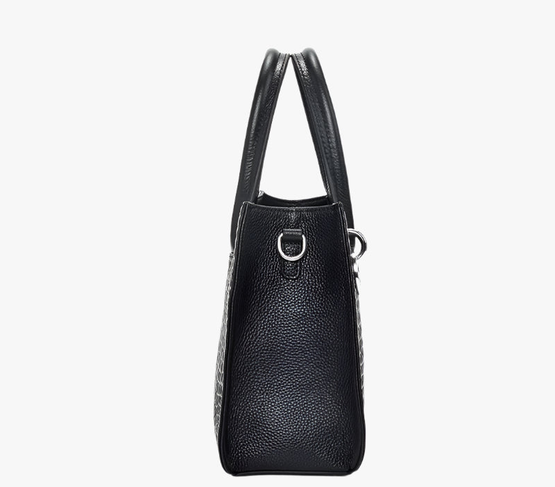 Ladies Leather Handbag with Crocodile Pattern – Soft Cowhide One-Shoulder Briefcase