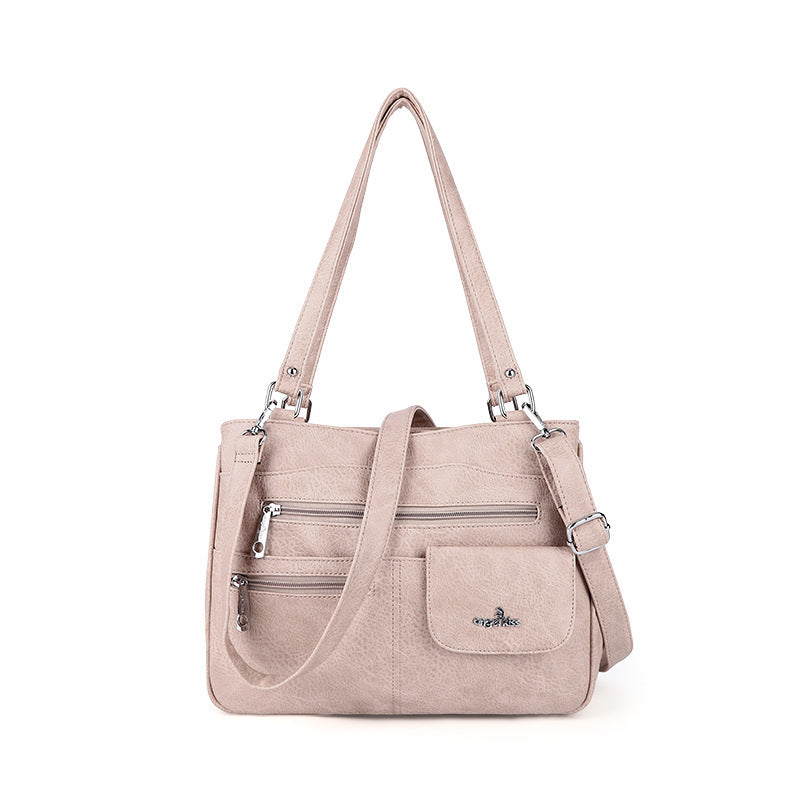 Vintage PU Tote Shoulder Bag – Large Capacity Crossbody Handbag for Women