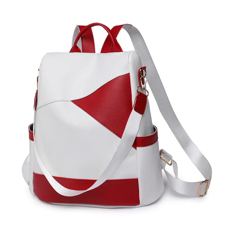 Stylish Color-Block Backpack – Lightweight Dual-Use Travel Bag for Women
