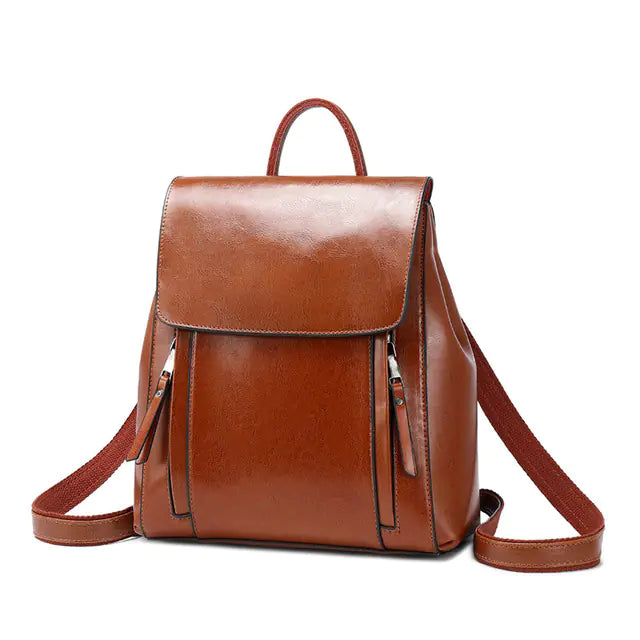 Genuine Leather Women’s Backpack – Convertible Messenger Bag in Cowhide