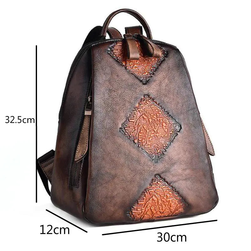 Handcrafted Vintage Leather Backpack – Large Capacity First-Layer Cowhide Bag