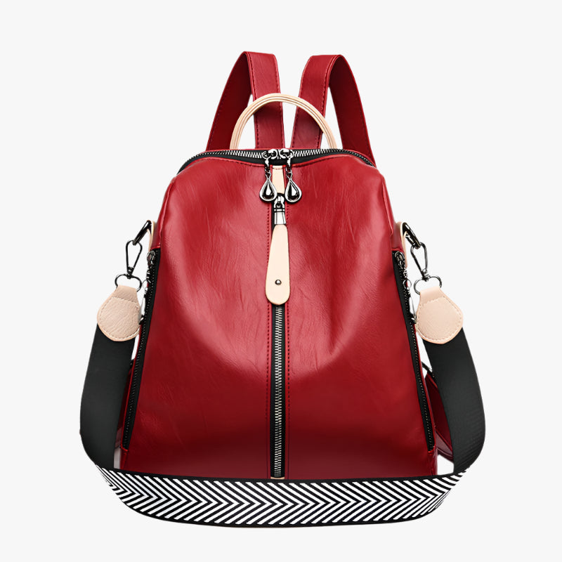 Women's Soft Leather Backpack – Artistic Style, 3-Strap Design