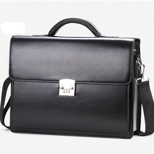 Men’s PU Leather Business Briefcase with Code Lock – Compact Handbag