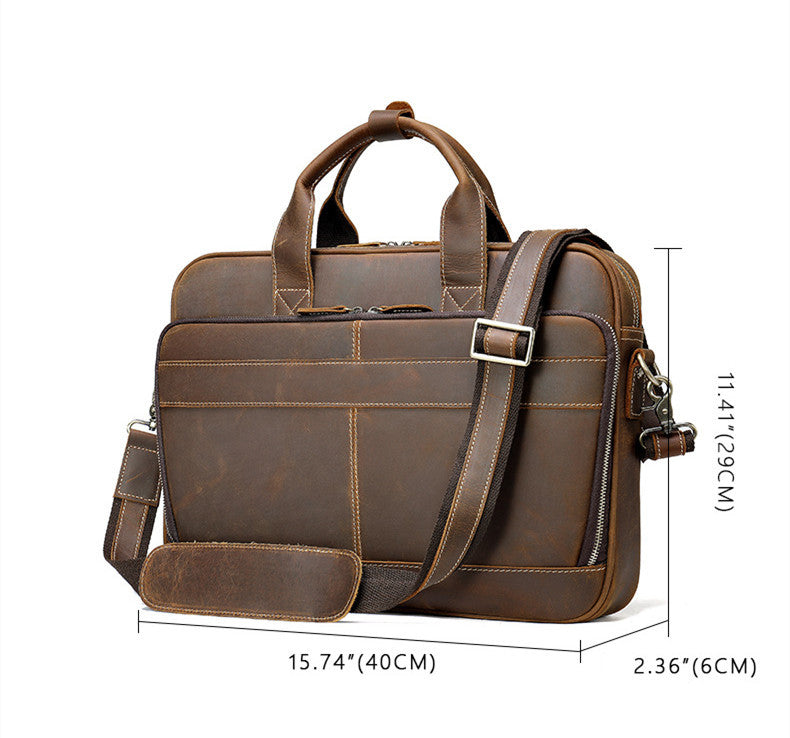 Men’s Leather Business Briefcase – First Layer Cowhide Handbag