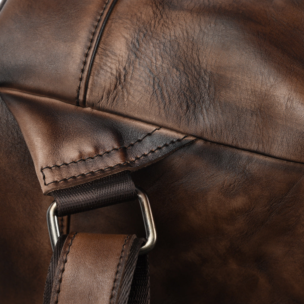 Women's Vintage Leather Backpack – Genuine Cowhide, Retro Bucket Style
