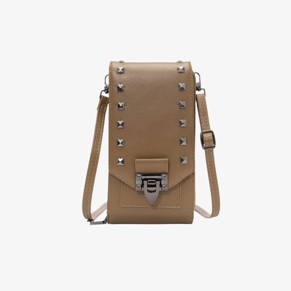 Mini Rivet PU Crossbody Bag – Compact Phone Shoulder Purse for Women