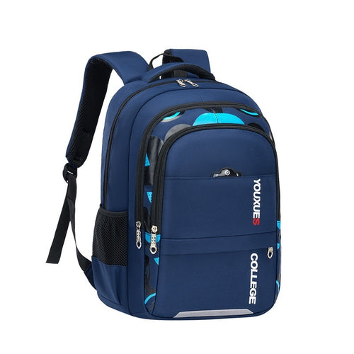 Large Capacity Waterproof School Backpack – Boys' Printed Multi-Pocket Design