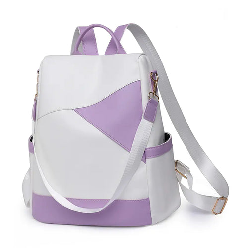 Stylish Color-Block Backpack – Lightweight Dual-Use Travel Bag for Women
