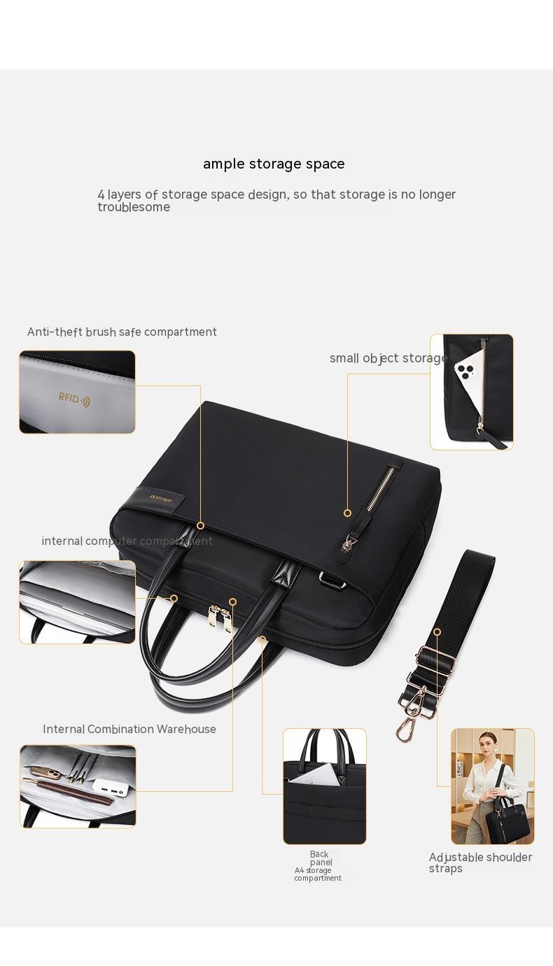 Women’s Retro Business Briefcase – Waterproof Nylon Laptop Bag (14"/15")