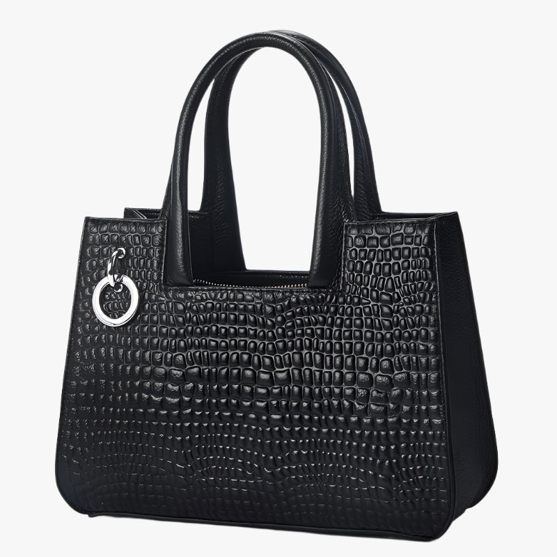 Ladies Leather Handbag with Crocodile Pattern – Soft Cowhide One-Shoulder Briefcase