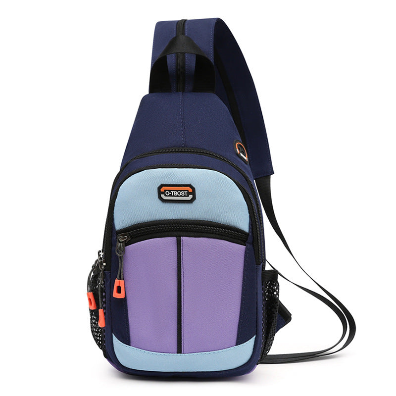 Colorblock USB Shoulder Backpack – Women's Compact Sport Bag