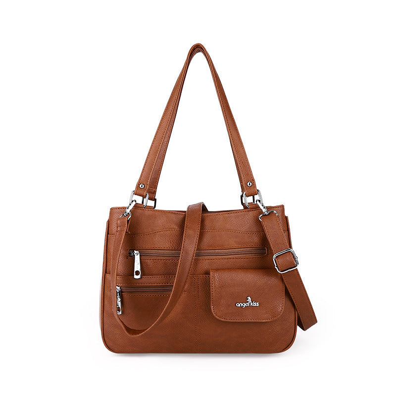 Vintage PU Tote Shoulder Bag – Large Capacity Crossbody Handbag for Women