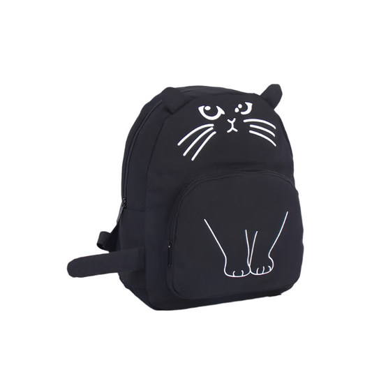 Cute Cat Canvas Backpack for Girls – Lightweight School Daypack