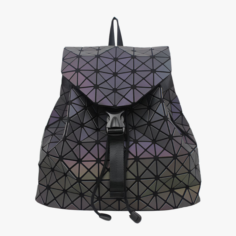 Geometric Luminous Backpack – Fashion Folding Rhombus PU Bag for Women