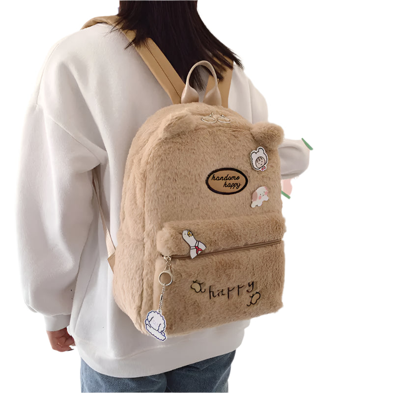 Cute Embroidered Cartoon Travel Bag – Casual Canvas Daypack for Women