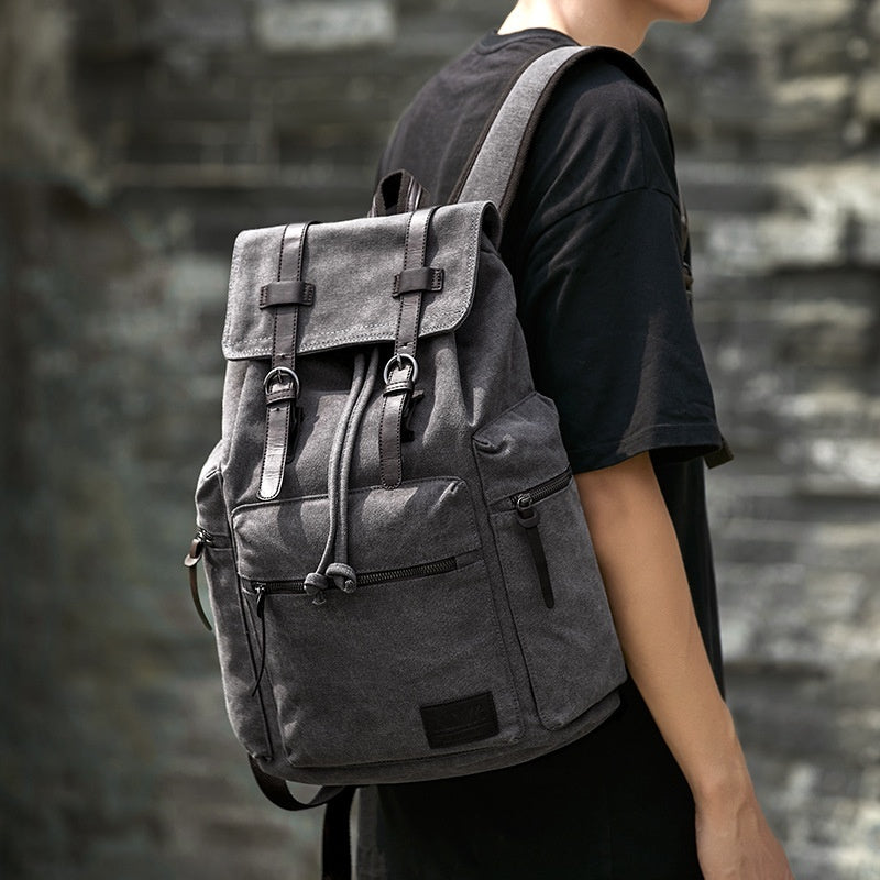 Retro Canvas Backpack for Men – Compact Vintage-Style Daypack (20–35L)