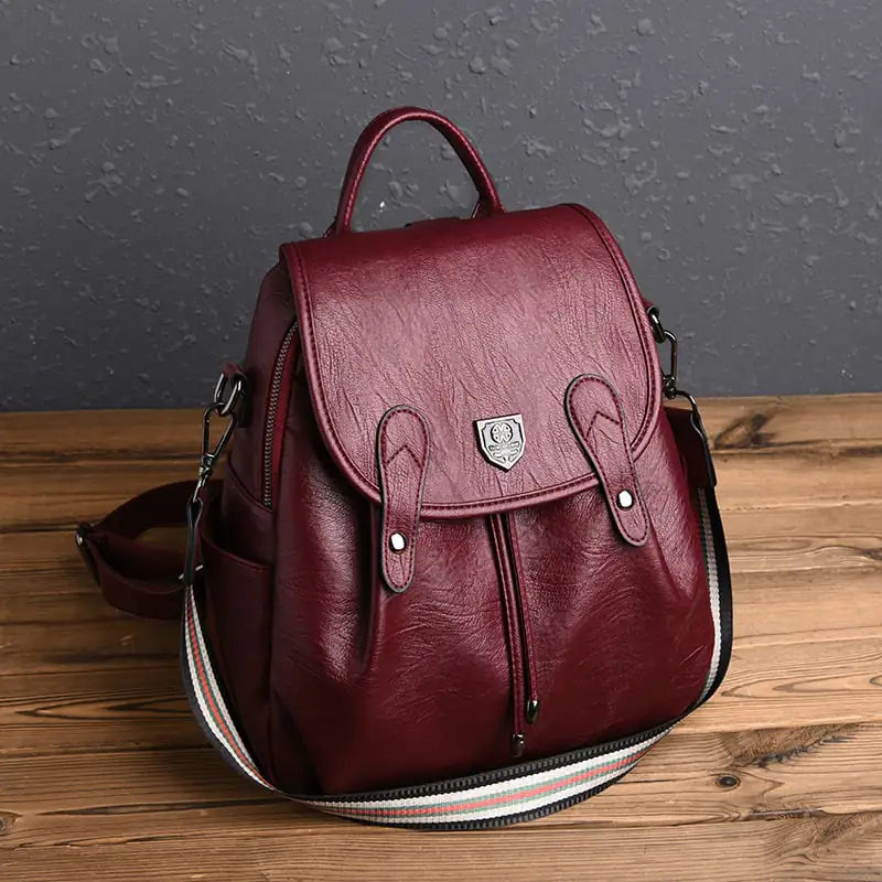 Retro Handmade Leather Backpack – Soft Cowhide Casual Bucket Bag