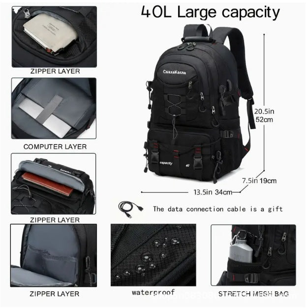 Men’s Large Capacity Mountaineering Backpack – Ultralight Outdoor Travel Pack (36–55L)