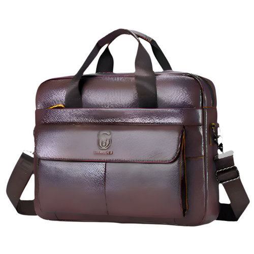 Men's Genuine Leather Business Briefcase – Premium Cowhide Laptop Bag