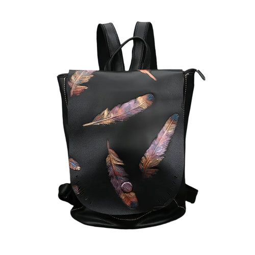 Vintage Leather Women’s Backpack – Premium Cowhide Travel Bag