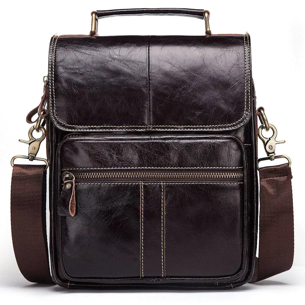 Men’s Business Leather Shoulder Bag – Crossbody Cowhide Messenger Briefcase